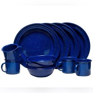 *NIB* Stoic 4-Person Enamelware Dining Set Blue - Hike & Camp